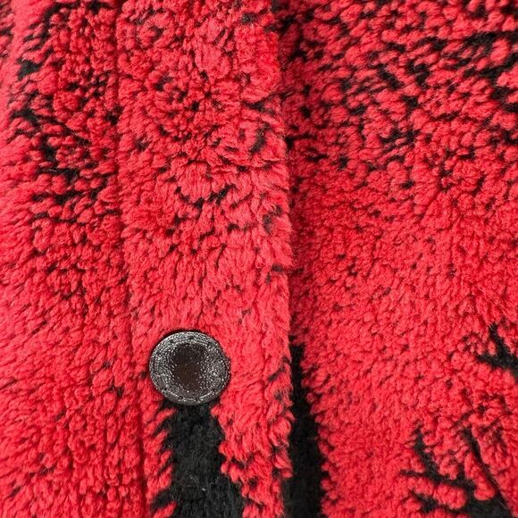 Outbrook Woman Woodsy Moose Print Fleece Button Front Coat Red‎ Sz L - Picture 6 of 12